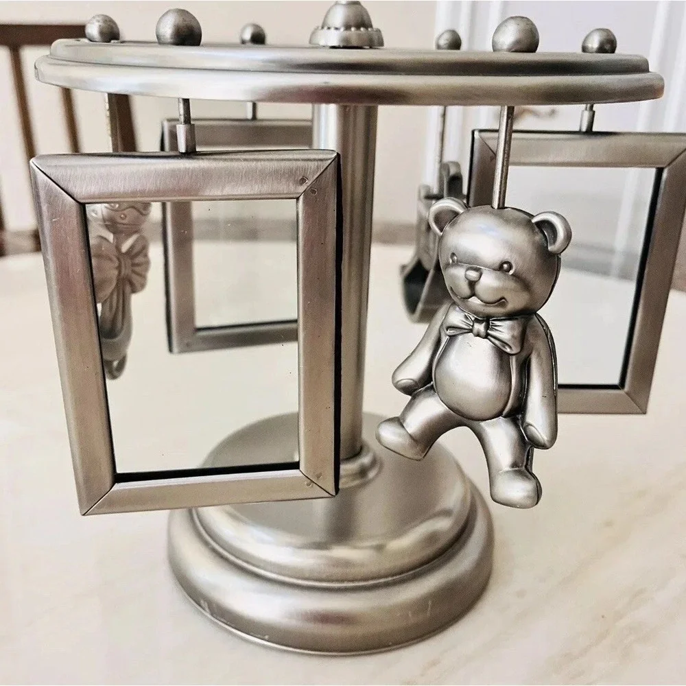 Picture Frame Baby Musical Lullaby Wind Up‎ Frame Go Round Holds 3 2